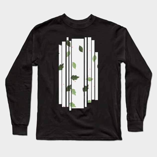 Green-colored leafs falling illustration Long Sleeve T-Shirt by SaturnPrints